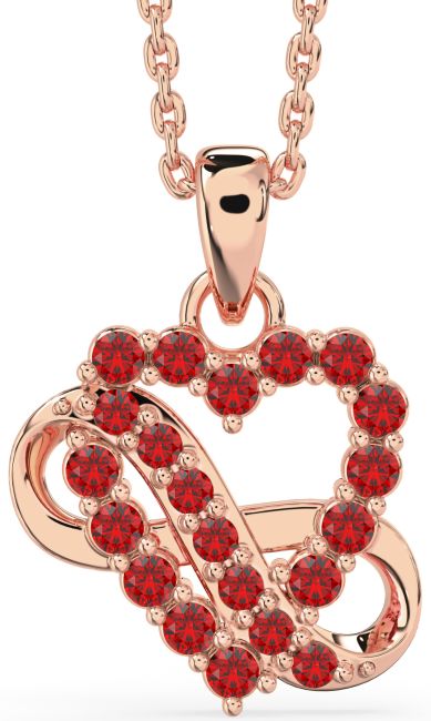 Ruby Rose Gold Silver Heart Infinity Necklace