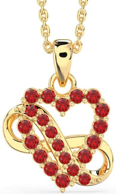 Ruby Gold Heart Infinity Necklace