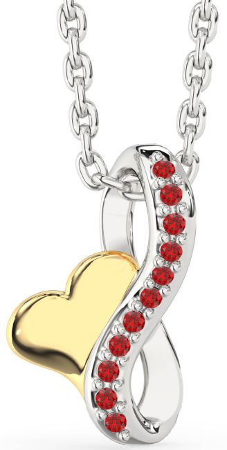Ruby Gold Silver Infinity Heart Necklace