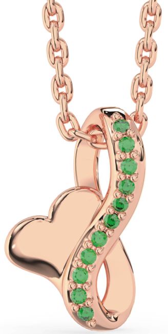 Emerald Rose Gold Infinity Heart Necklace