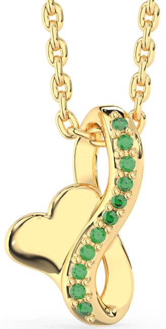 Emerald Gold Infinity Heart Necklace