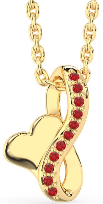 Ruby Gold Infinity Heart Necklace