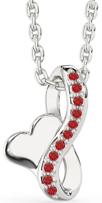 Ruby White Gold Infinity Heart Necklace