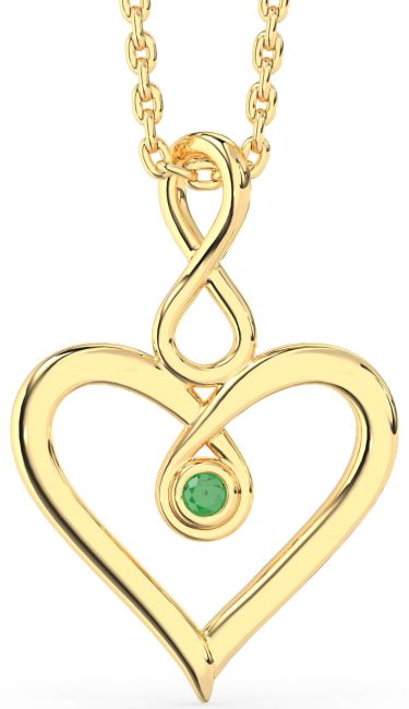Emerald Gold Heart Infinity Necklace