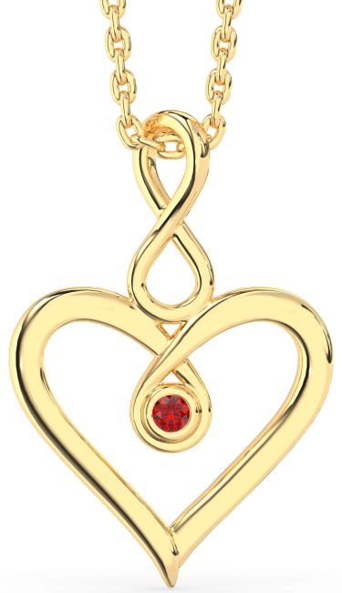 Ruby Gold Silver Heart Infinity Necklace