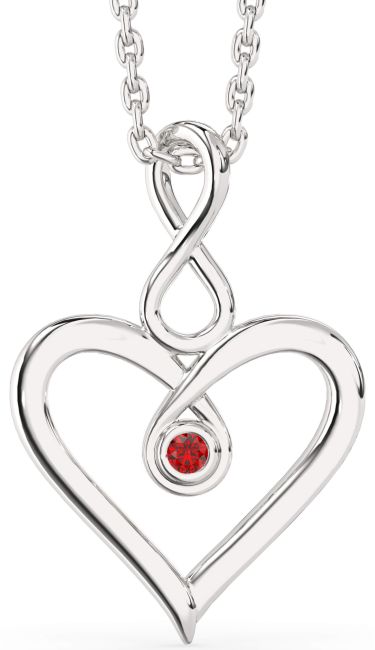 Ruby Platinum Heart Infinity Necklace