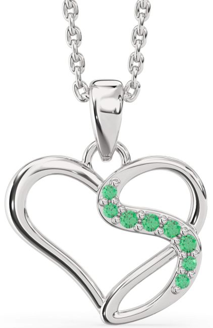 Emerald Platinum Heart Necklace