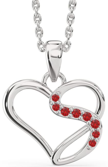Ruby Platinum Heart Necklace