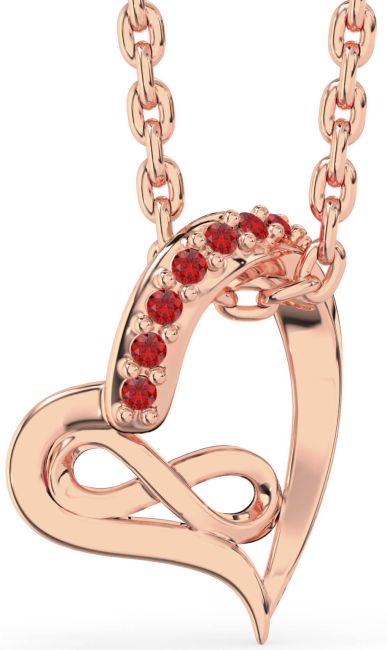 Ruby Rose Gold Silver Heart Infinity Necklace