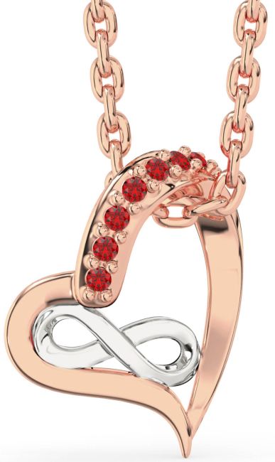 Ruby Rose Gold Silver Heart Infinity Necklace
