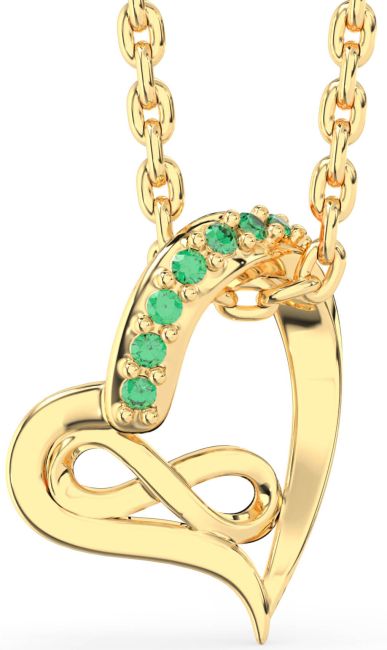 Emerald Gold Heart Infinity Necklace