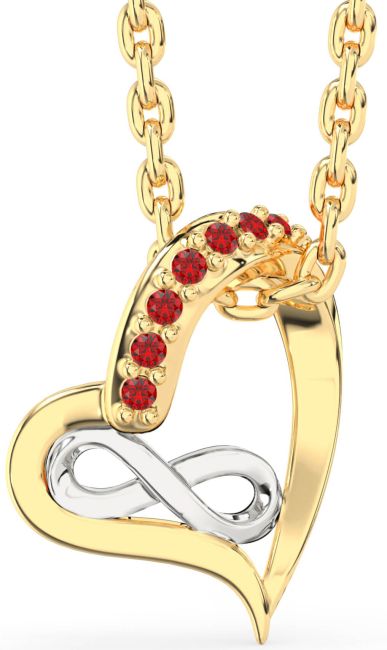 Ruby Gold Silver Heart Infinity Necklace