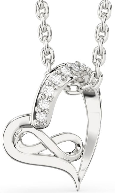 Diamond Silver Heart Infinity Necklace