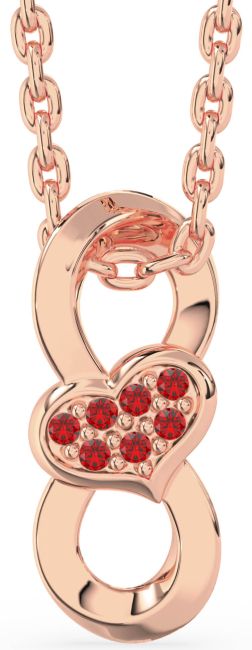 Ruby Rose Gold Heart Infinity Necklace