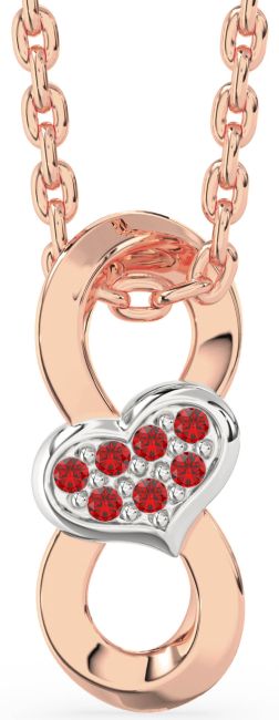 Ruby Rose Gold Silver Heart Infinity Necklace