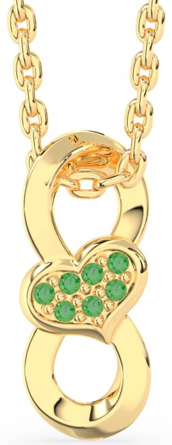 Emerald Gold Heart Infinity Necklace