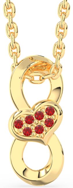 Ruby Gold Silver Heart Infinity Necklace