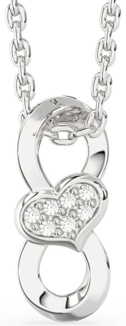 Diamond Silver Heart Infinity Necklace