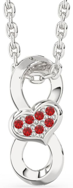 Ruby Platinum Heart Infinity Necklace