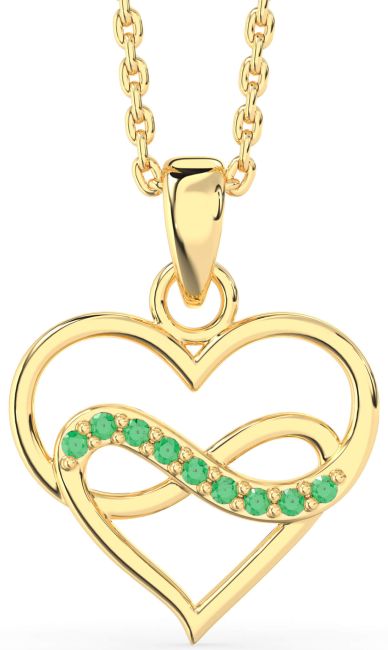 Emerald Gold Heart Infinity Necklace