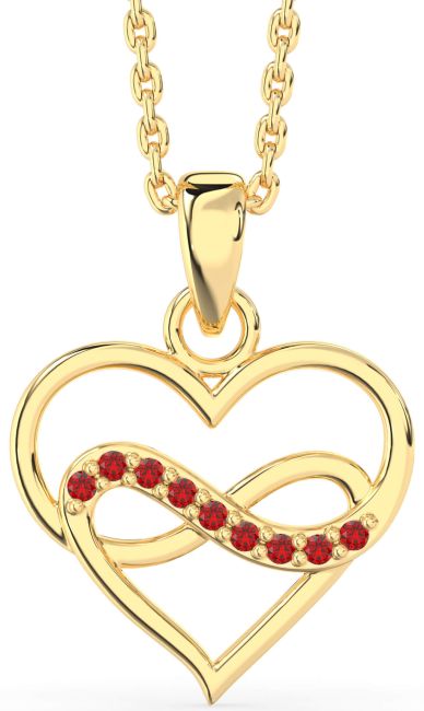 Ruby Gold Heart Infinity Necklace