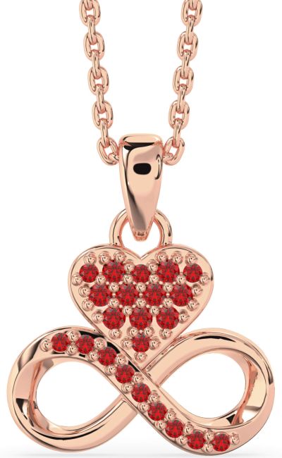 Ruby Rose Gold Silver Heart Infinity Necklace