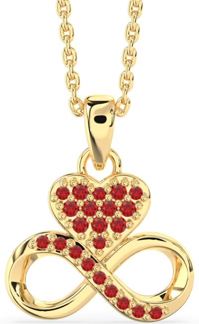 Ruby Gold Silver Heart Infinity Necklace