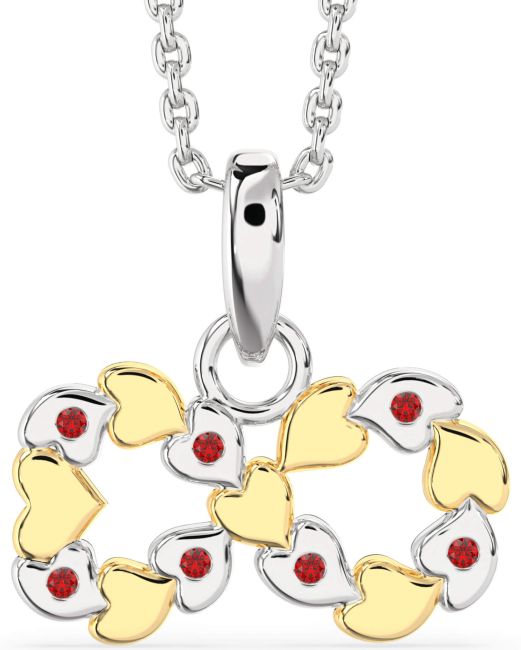 Ruby Silver & 10K gold Infinity Heart Necklace
