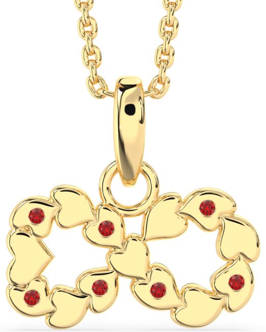 Ruby Gold Silver Infinity Heart Necklace