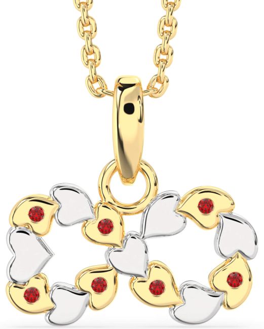 Ruby Gold Silver Infinity Heart Necklace