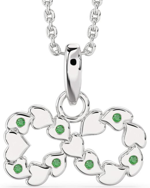 Emerald White Gold Infinity Heart Necklace