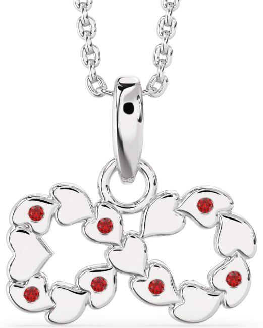 Ruby Platinum Infinity Heart Necklace