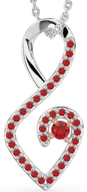 Ruby Silver & 10K Rose Gold Infinity Heart Necklace