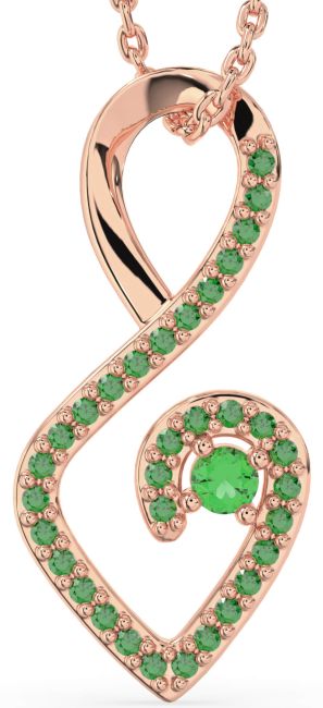 Emerald Rose Gold Infinity Heart Necklace