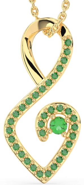 Emerald Gold Infinity Heart Necklace