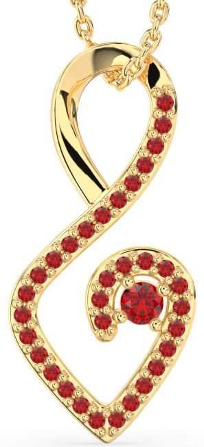 Ruby Gold Silver Infinity Heart Necklace