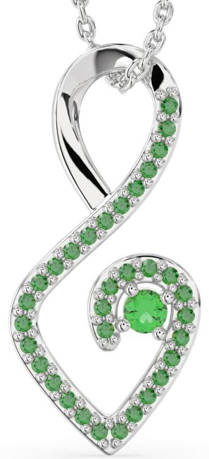 Emerald Platinum Infinity Heart Necklace