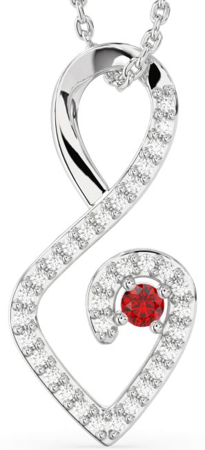 Diamond & Ruby Silver Infinity Heart Necklace