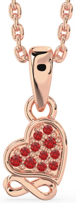 Ruby Rose Gold Heart Infinity Necklace