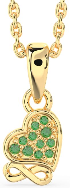 Emerald Gold Heart Infinity Necklace