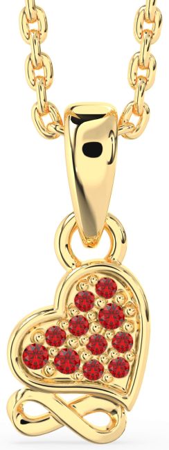 Ruby Gold Heart Infinity Necklace