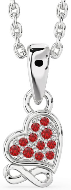 Ruby Platinum Heart Infinity Necklace