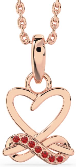 Ruby Rose Gold Heart Infinity Necklace