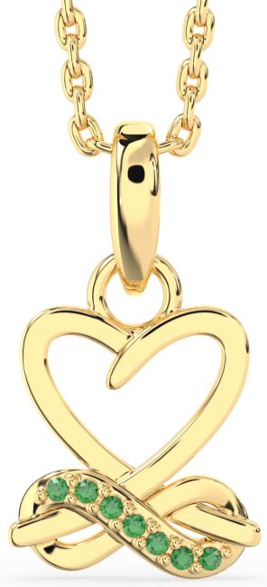 Emerald Gold Heart Infinity Necklace