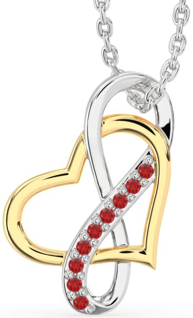 Ruby Silver & 10K gold Infinity Heart Necklace