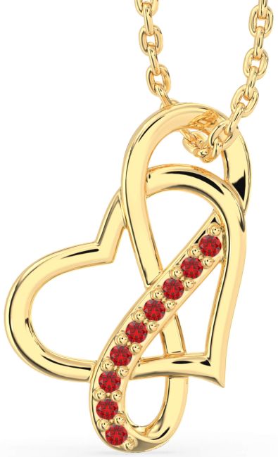 Ruby Gold Infinity Heart Necklace