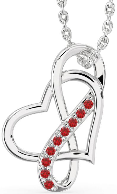 Ruby Platinum Infinity Heart Necklace