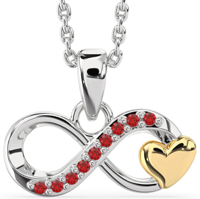 Ruby Silver & 10K gold Infinity Heart Necklace