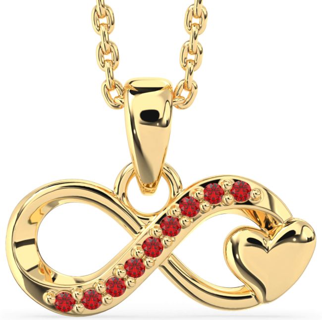 Ruby Gold Infinity Heart Necklace