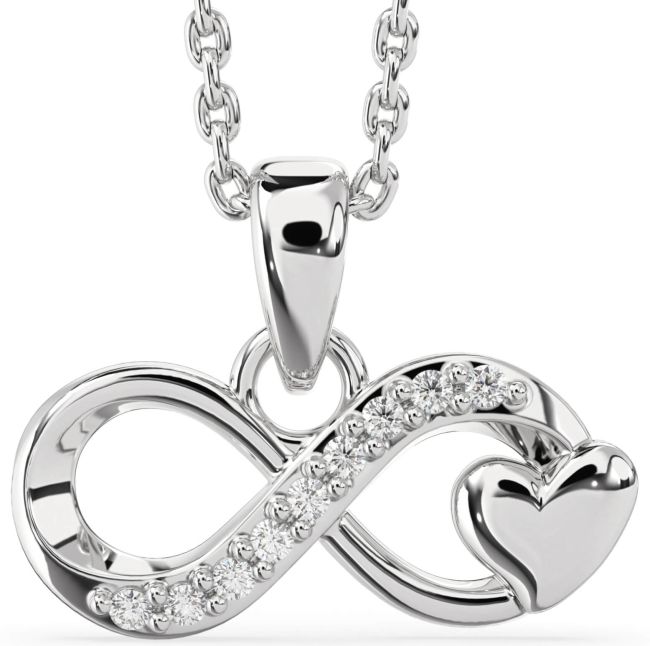 Diamond Silver Infinity Heart Necklace